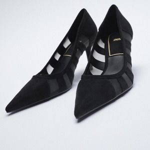 Zara Black Mesh Pumps Heels